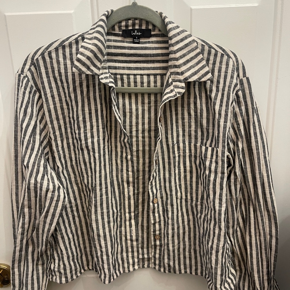 Lulu's Striped Navy and White Blazer